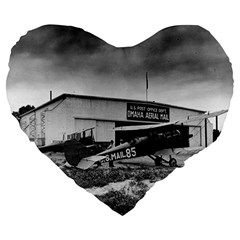 Omaha Airfield Airplain Hangar Large 19  Premium Flano Heart Shape Cushions by Nexatart