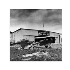 Omaha Airfield Airplain Hangar Small Satin Scarf (square) by Nexatart