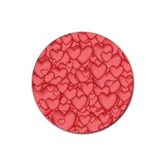 Background Hearts Love Rubber Coaster (round)  by Nexatart