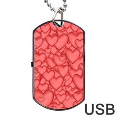 Background Hearts Love Dog Tag Usb Flash (two Sides) by Nexatart