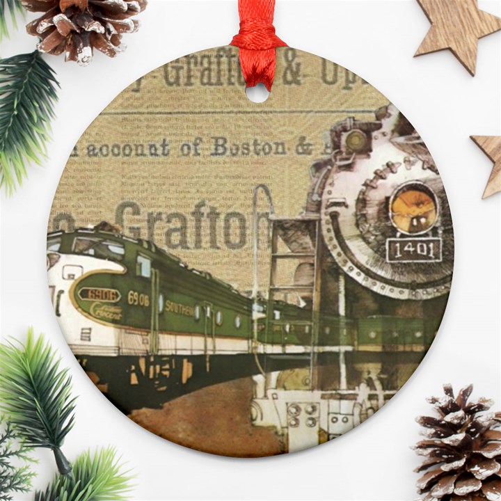 Train Vintage Tracks Travel Old Ornament (Round)