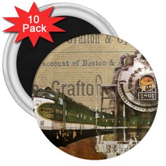 Train Vintage Tracks Travel Old 3  Magnets (10 pack) 