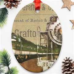 Train Vintage Tracks Travel Old Oval Ornament (Two Sides)