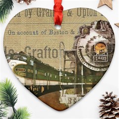 Train Vintage Tracks Travel Old Heart Ornament (Two Sides)