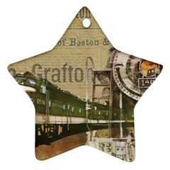 Train Vintage Tracks Travel Old Star Ornament (Two Sides)