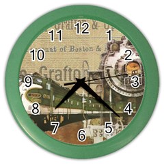 Train Vintage Tracks Travel Old Color Wall Clocks