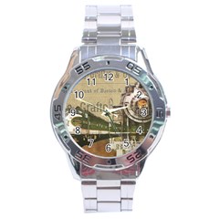 Train Vintage Tracks Travel Old Stainless Steel Analogue Watch