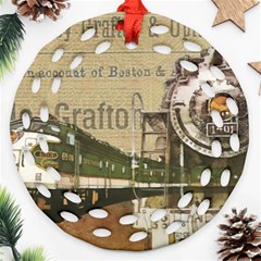 Train Vintage Tracks Travel Old Ornament (Round Filigree)