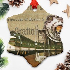 Train Vintage Tracks Travel Old Snowflake Ornament (Two Sides)