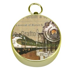 Train Vintage Tracks Travel Old Gold Compasses