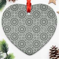 Grey Ornate Decorative Pattern Ornament (heart) by dflcprints