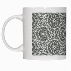 Grey Ornate Decorative Pattern White Mugs by dflcprints