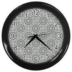 Grey Ornate Decorative Pattern Wall Clocks (black) by dflcprints