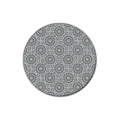 Grey Ornate Decorative Pattern Rubber Coaster (round)  by dflcprints