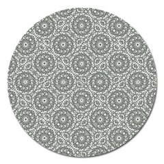 Grey Ornate Decorative Pattern Magnet 5  (round) by dflcprints