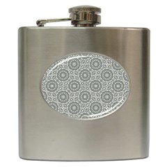 Grey Ornate Decorative Pattern Hip Flask (6 Oz) by dflcprints