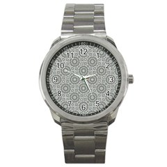 Grey Ornate Decorative Pattern Sport Metal Watch by dflcprints