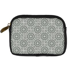 Grey Ornate Decorative Pattern Digital Camera Cases by dflcprints