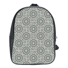 Grey Ornate Decorative Pattern School Bag (large) by dflcprints