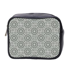 Grey Ornate Decorative Pattern Mini Toiletries Bag 2-side by dflcprints