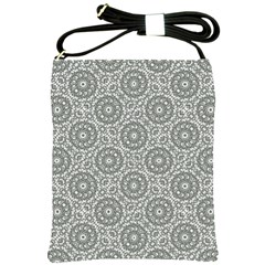 Grey Ornate Decorative Pattern Shoulder Sling Bags by dflcprints