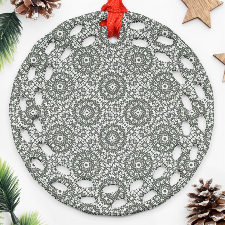 Grey Ornate Decorative Pattern Ornament (Round Filigree)