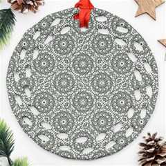 Grey Ornate Decorative Pattern Round Filigree Ornament (two Sides) by dflcprints