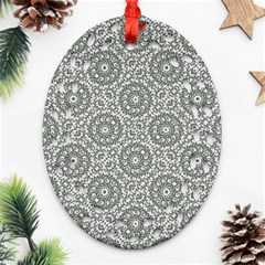 Grey Ornate Decorative Pattern Oval Filigree Ornament (two Sides) by dflcprints