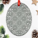 Grey Ornate Decorative Pattern Oval Filigree Ornament (Two Sides) Front