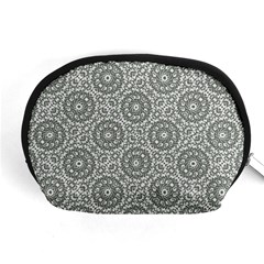 Grey Ornate Decorative Pattern Accessory Pouches (medium)  by dflcprints