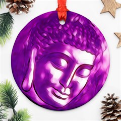 Purple Buddha Art Portrait Ornament (round) by yoursparklingshop