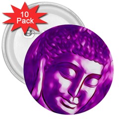 Purple Buddha Art Portrait 3  Buttons (10 Pack)  by yoursparklingshop