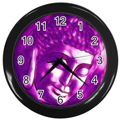 Purple Buddha Art Portrait Wall Clocks (black) by yoursparklingshop