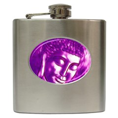 Purple Buddha Art Portrait Hip Flask (6 Oz) by yoursparklingshop