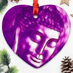 Purple Buddha Art Portrait Heart Ornament (two Sides) by yoursparklingshop