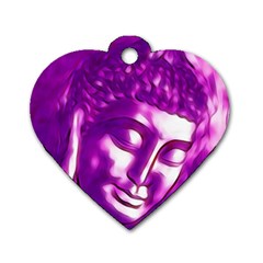 Purple Buddha Art Portrait Dog Tag Heart (two Sides) by yoursparklingshop