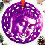 Purple Buddha Art Portrait Ornament (Round Filigree) Front