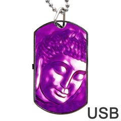 Purple Buddha Art Portrait Dog Tag Usb Flash (one Side) by yoursparklingshop