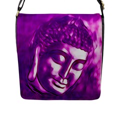 Purple Buddha Art Portrait Flap Messenger Bag (l)  by yoursparklingshop