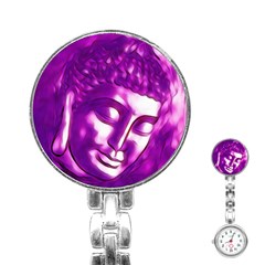 Purple Buddha Art Portrait Stainless Steel Nurses Watch by yoursparklingshop