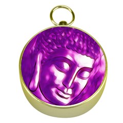 Purple Buddha Art Portrait Gold Compasses by yoursparklingshop