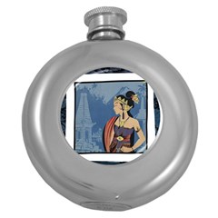 Java Indonesia Girl Headpiece Round Hip Flask (5 Oz) by Nexatart