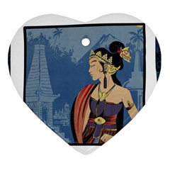 Java Indonesia Girl Headpiece Heart Ornament (two Sides) by Nexatart