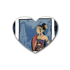 Java Indonesia Girl Headpiece Rubber Coaster (heart)  by Nexatart