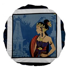 Java Indonesia Girl Headpiece Large 18  Premium Flano Round Cushions by Nexatart