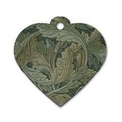 Vintage Background Green Leaves Dog Tag Heart (one Side) by Nexatart