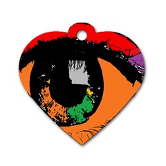 Eyes Makeup Human Drawing Color Dog Tag Heart (two Sides) by Nexatart