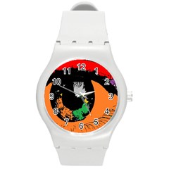 Eyes Makeup Human Drawing Color Round Plastic Sport Watch (m) by Nexatart