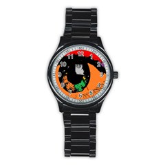 Eyes Makeup Human Drawing Color Stainless Steel Round Watch