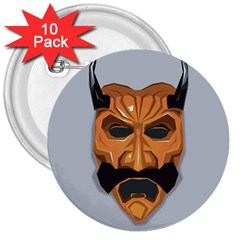 Mask India South Culture 3  Buttons (10 Pack)  by Nexatart